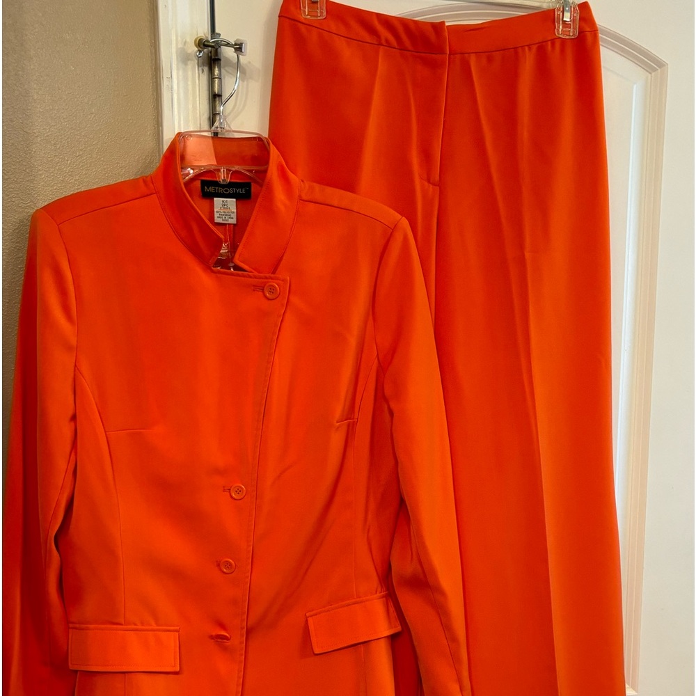 Tangerine wide leg pants suit